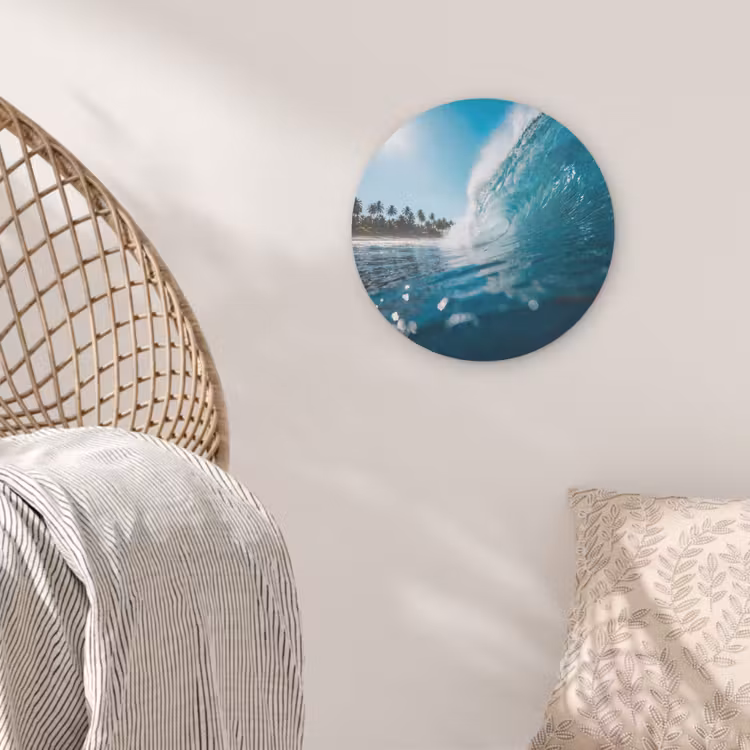 Oceaan - Golf - Strand - Natuur - Blauw Akoestische PET Vilt - Rond klein -sfeer4
