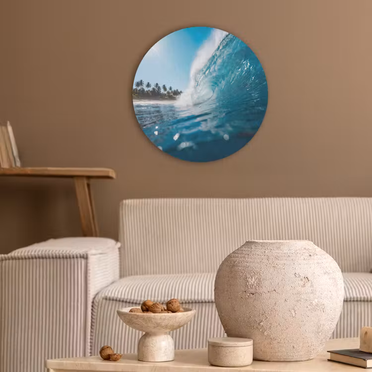 Oceaan - Golf - Strand - Natuur - Blauw Akoestische PET Vilt - Rond klein -sfeer1