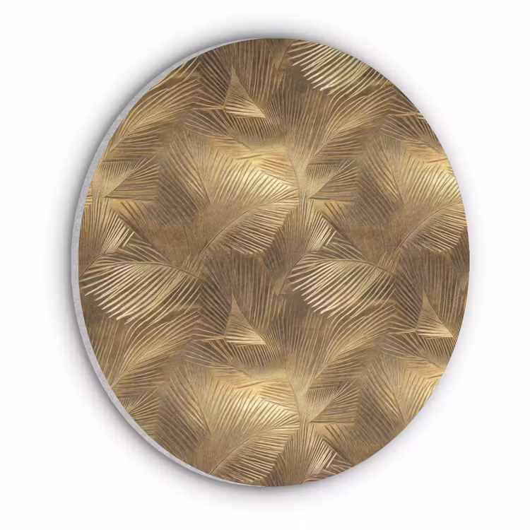 Palm - Waaier - Goud Akoestische PET Vilt - Rond klein 838 -3d