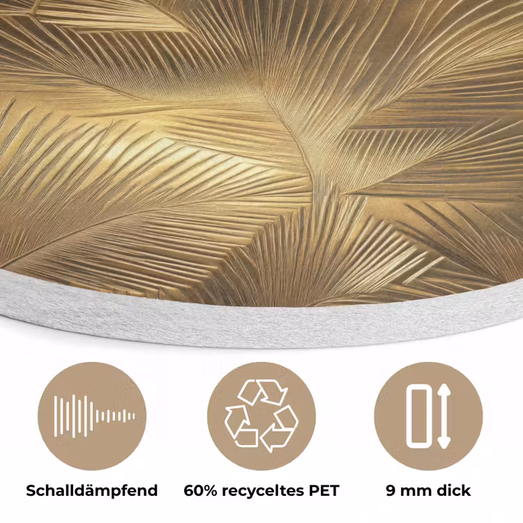 Palm - Waaier - Goud Akoestische PET Vilt - Rond klein 838 -closeup_DE