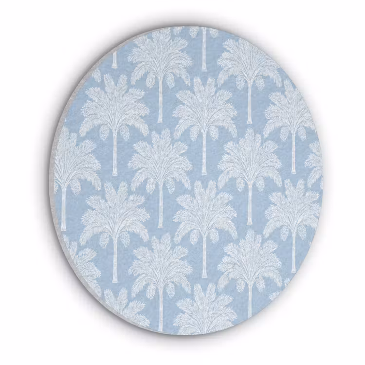 Palmboom - Modern - Blauw Akoestische PET Vilt - Rond klein 838 -3d