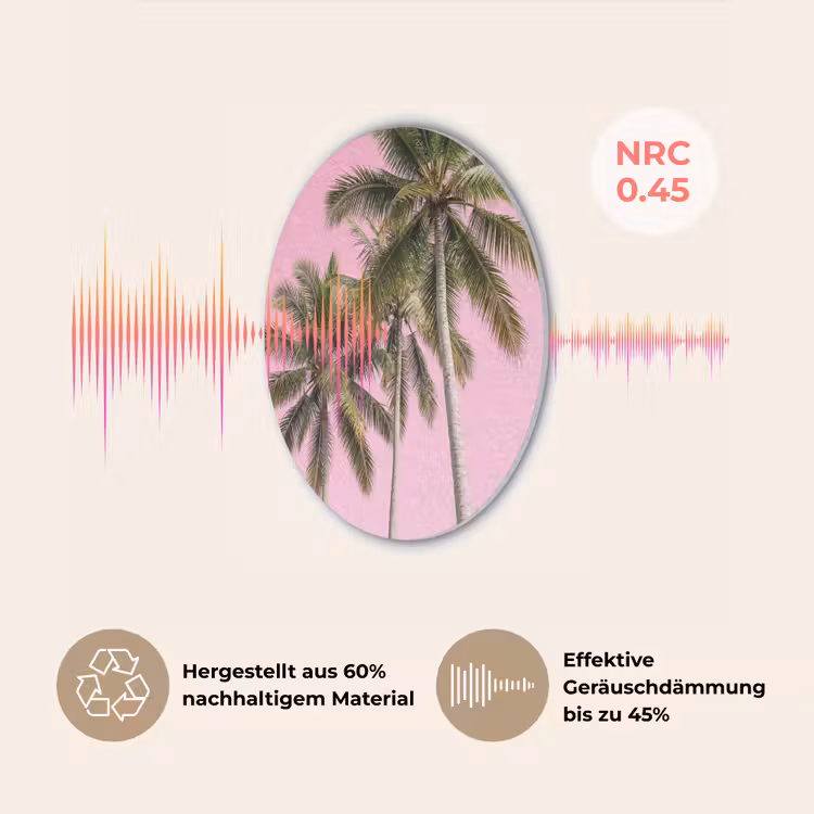 Palmboom - Tropisch - Pink Akoestische PET Vilt - Rond klein -USP_DE