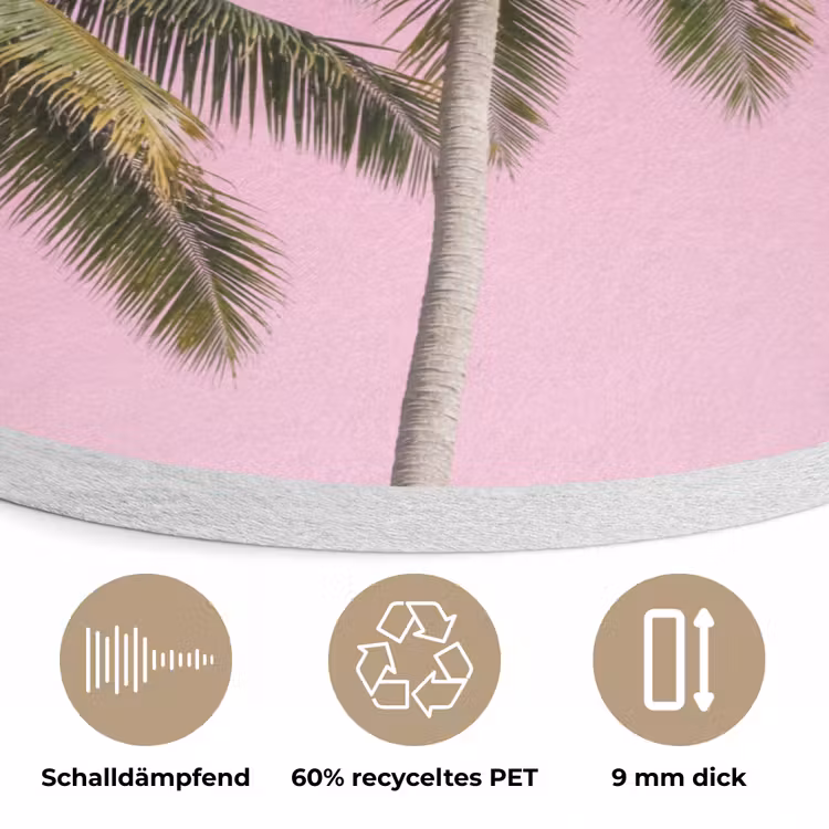Palmboom - Tropisch - Pink Akoestische PET Vilt - Rond klein -closeup_DE