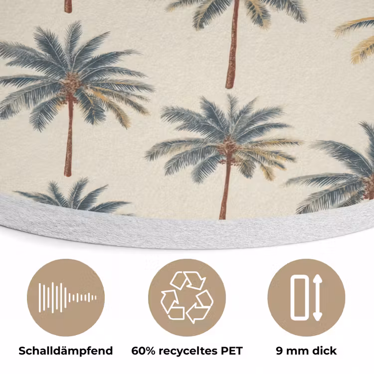 Palmbomen - Tropisch - Groen Akoestische PET Vilt - Rond klein 838 -closeup_DE
