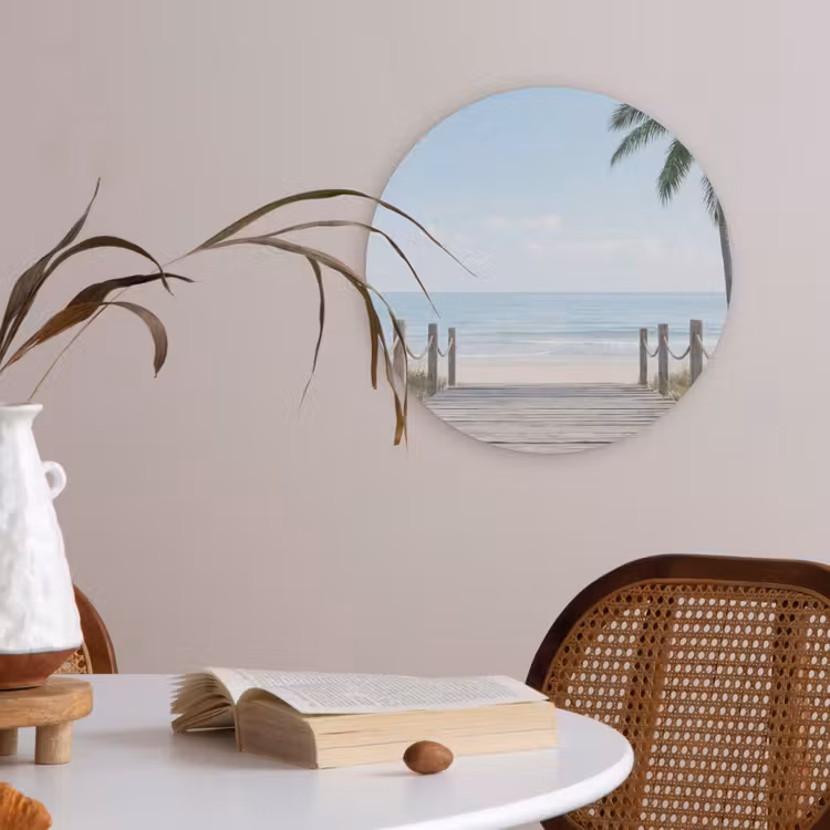 Palmbomen - Pad - Horizon Akoestische PET Vilt - Rond klein -sfeer3
