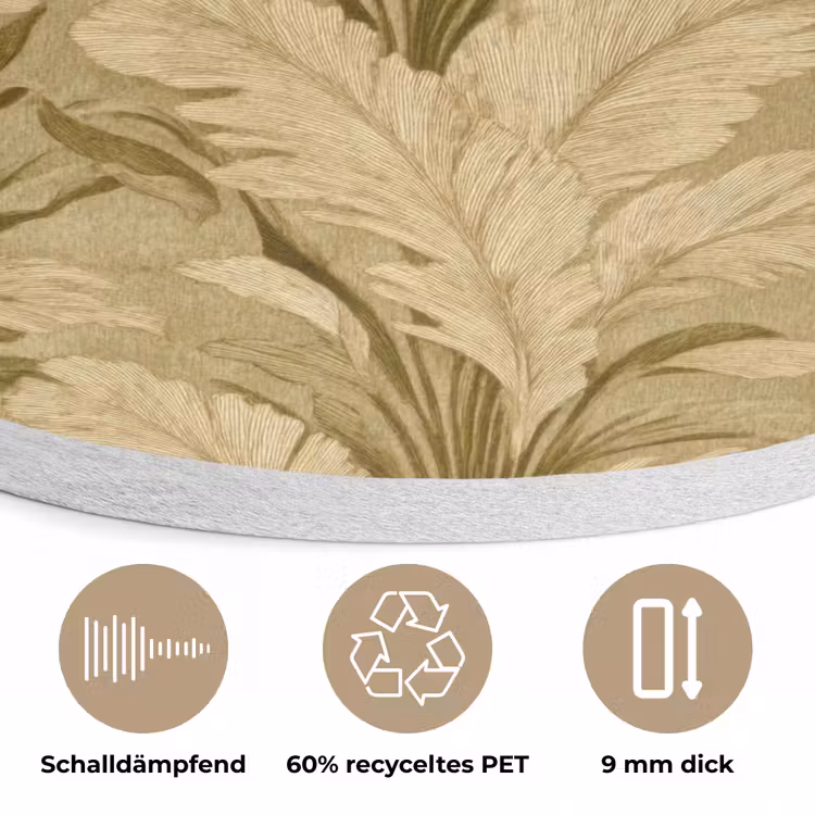 Palmbladeren - Klassiek - Groen Akoestische PET Vilt - Rond klein 838 -closeup_DE