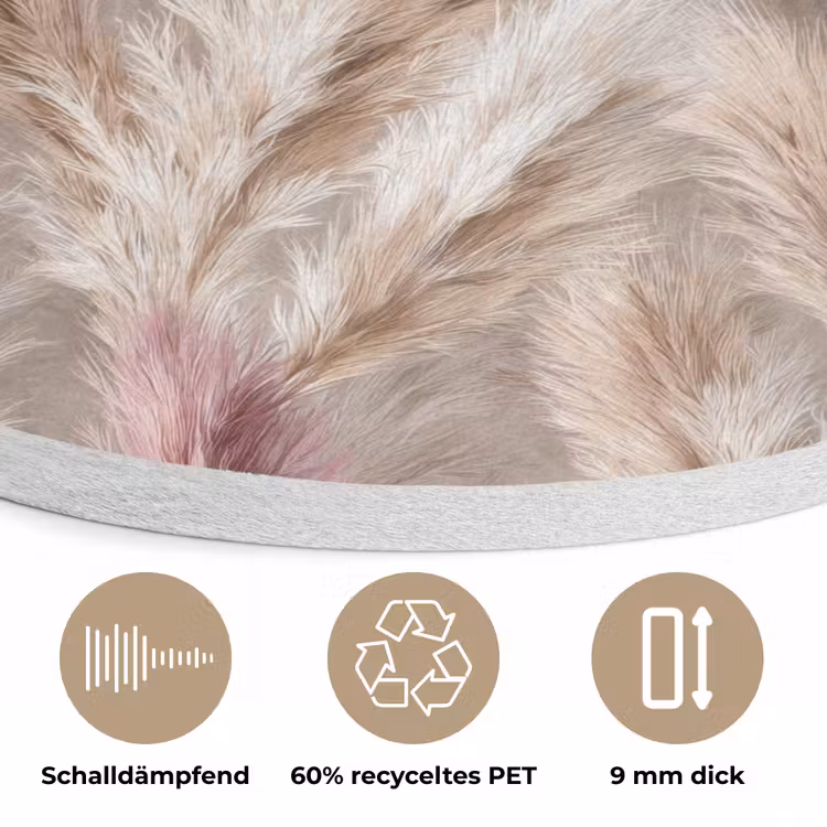 Pampasgras - Pluizig - Kleurrijk Akoestische PET Vilt - Rond klein 838 -closeup_DE