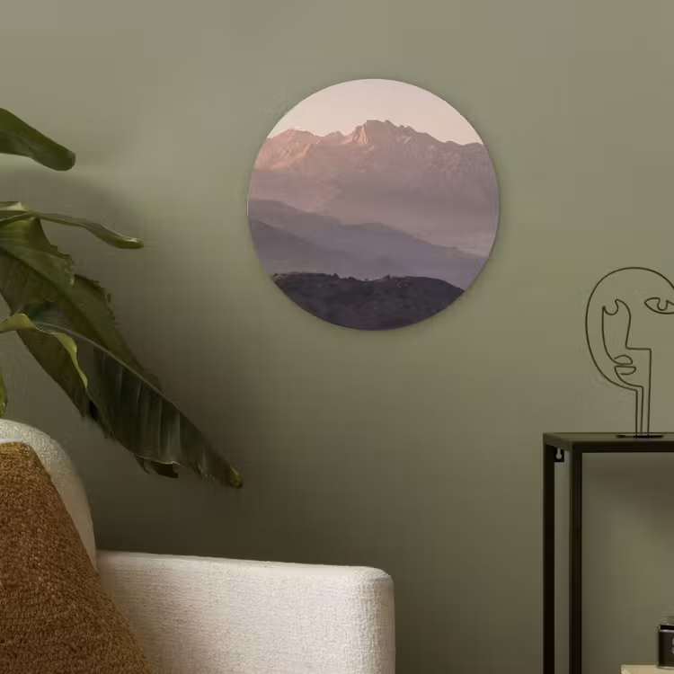 Panorama - Landschap - Bergen Akoestische PET Vilt - Rond klein -sfeer2