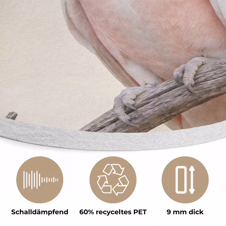 Papagaai - Tak - Roze Akoestische PET Vilt - Rond klein -closeup_DE