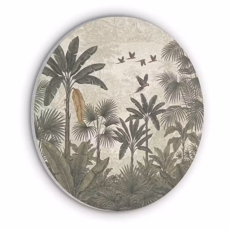 Papagaaien - Jungle - Tropisch - Green Akoestische PET Vilt - Rond klein -3d