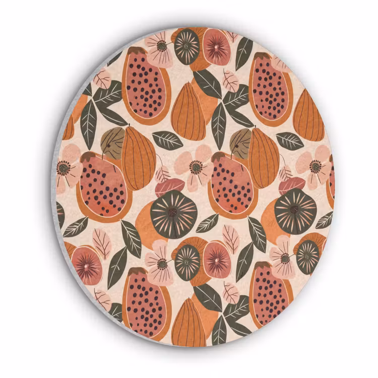 Papaja - Bloesem - Oranje Akoestische PET Vilt - Rond klein 838 -3d