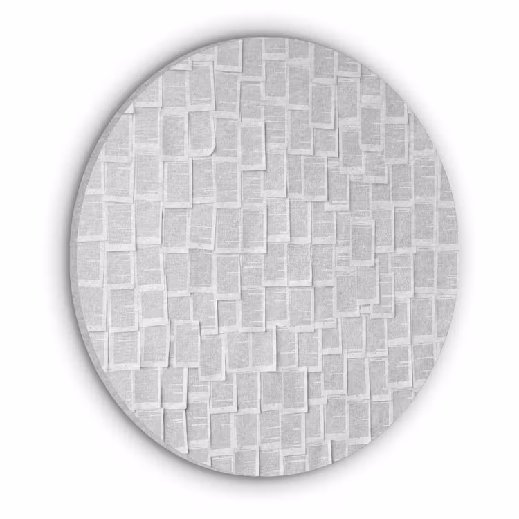 Papier - Overlappend - Textuur - Modern - Wit Akoestische PET Vilt - Rond klein -3d