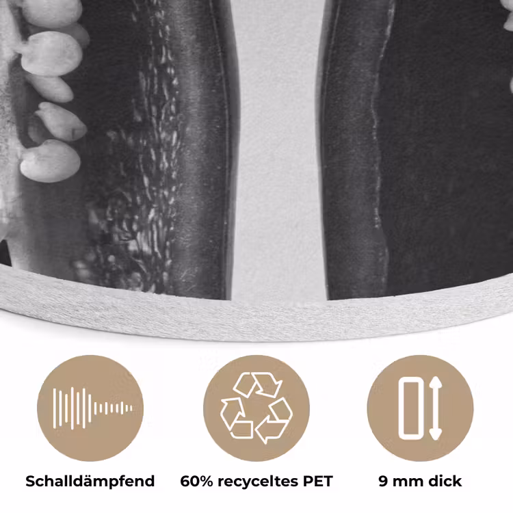 Pepers - Zwart - Wit - Zaadlijsten Akoestische PET Vilt - Rond klein -closeup_DE
