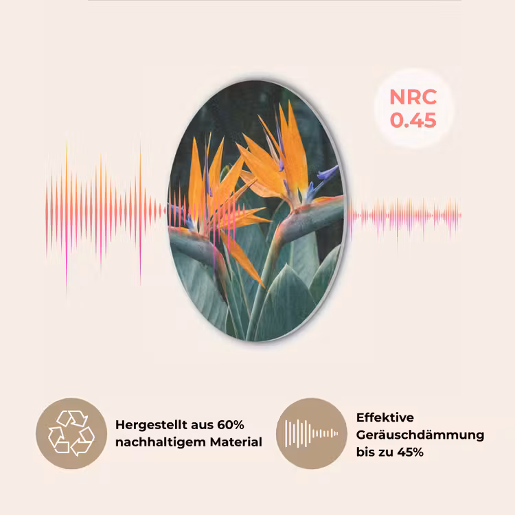 Paradijsvogel - Bloem - Exotisch Akoestische PET Vilt - Rond klein -USP_DE