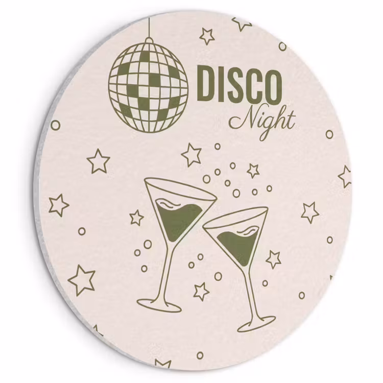 Feest - Disco - Drank - Illustratie - Groen Akoestische PET Vilt - Rond klein -3d