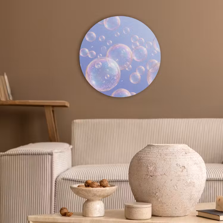 Pastel - Bubbels - Dromerig Akoestische PET Vilt - Rond klein -sfeer1