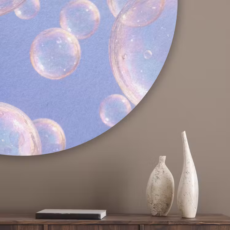 Pastel - Bubbels - Dromerig Akoestische PET Vilt - Rond klein -sfeer5_closeup