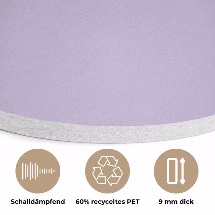 Pastel - Lilac - Paars Akoestische PET Vilt - Rond klein 838 -closeup_DE