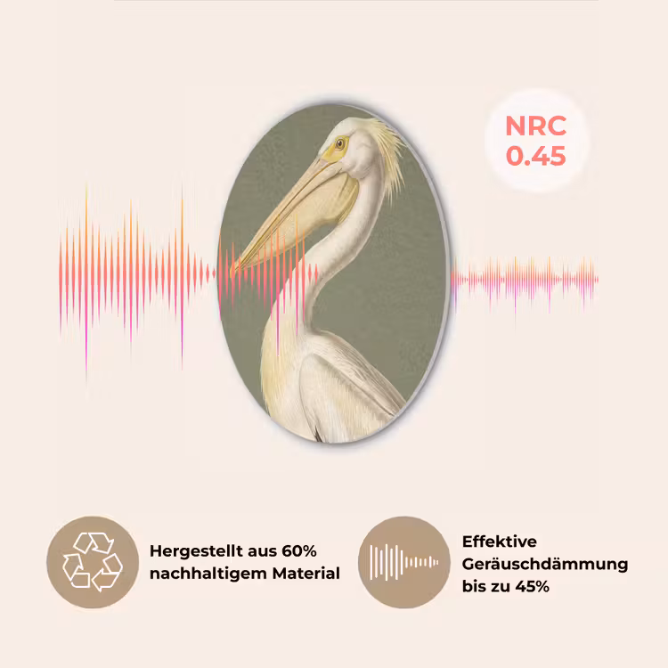 Pelikaan - Wit - Vogel - Klassiek - Natuur Akoestische PET Vilt - Rond klein -USP_DE