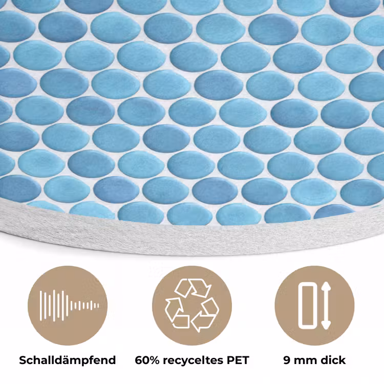 Penny - Mozaïek - Lichtblauw Akoestische PET Vilt - Rond klein 838 -closeup_DE
