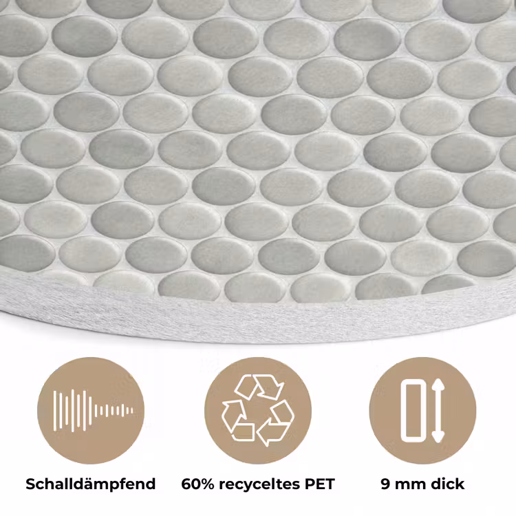 Penny - Mozaïek - Lichtgrijs Akoestische PET Vilt - Rond klein 838 -closeup_DE