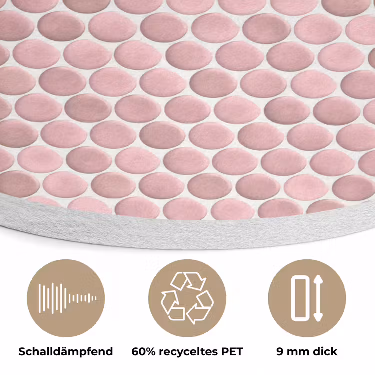 Penny - Mozaïek - Lichtroze Akoestische PET Vilt - Rond klein 838 -closeup_DE