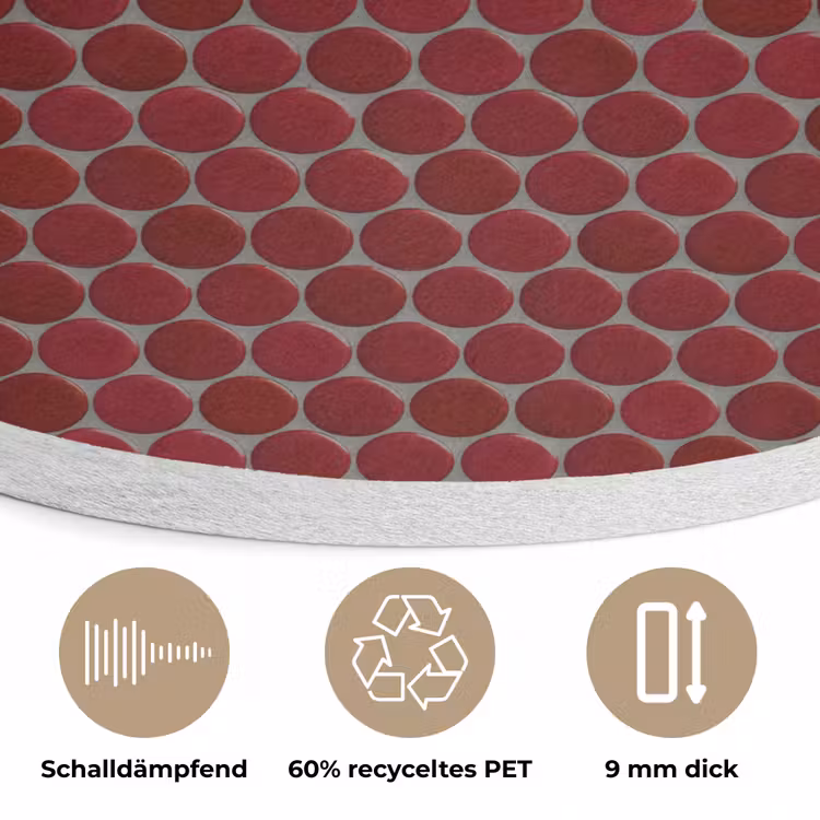 Penny - Mozaïek - Rond - Rood Akoestische PET Vilt - Rond klein 838 -closeup_DE