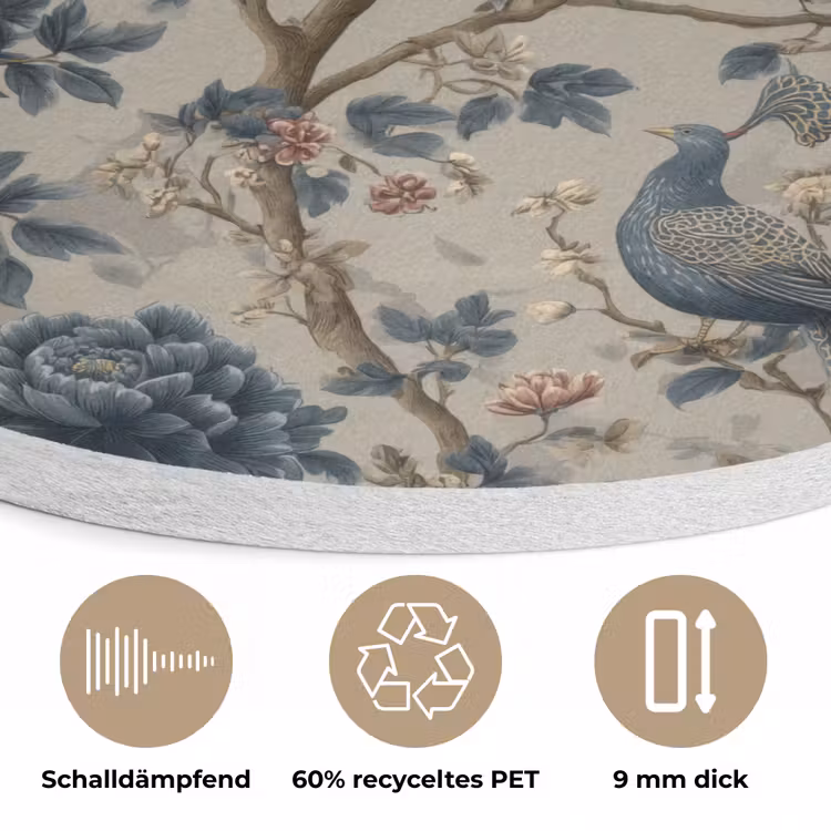 Pauw - Bloemen - Blauw Akoestische PET Vilt - Rond klein 838 -closeup_DE