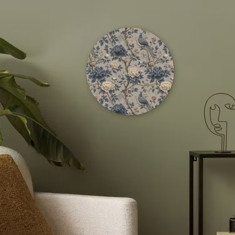 Pauw - Bloemen - Blauw Akoestische PET Vilt - Rond klein 838 -sfeer2