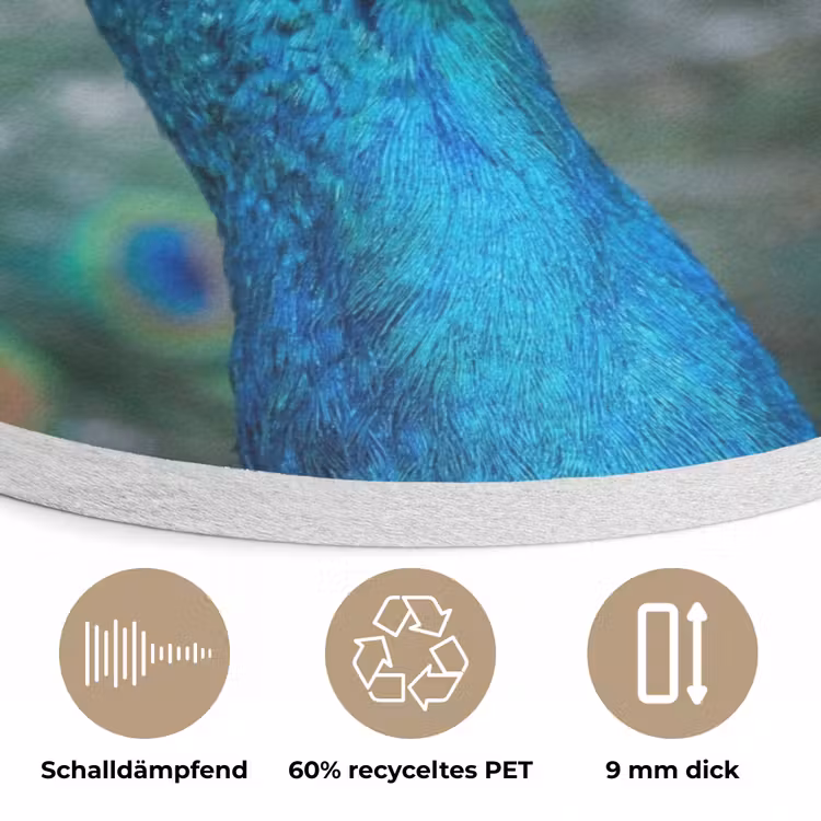 Pauw - Veren - Blauw Akoestische PET Vilt - Rond klein -closeup_DE