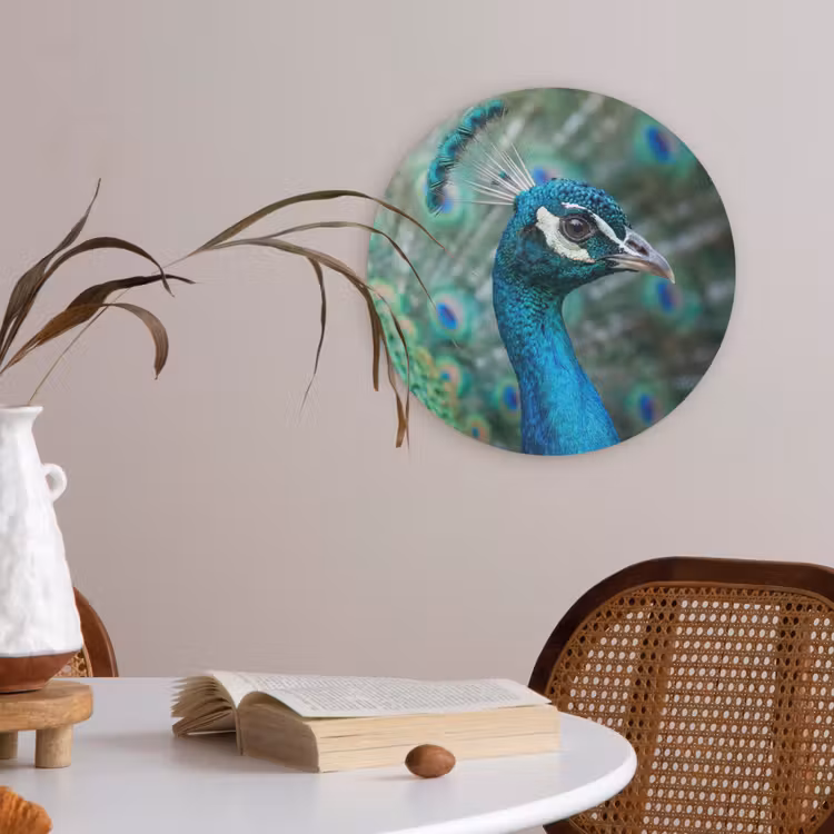Pauw - Veren - Blauw Akoestische PET Vilt - Rond klein -sfeer3