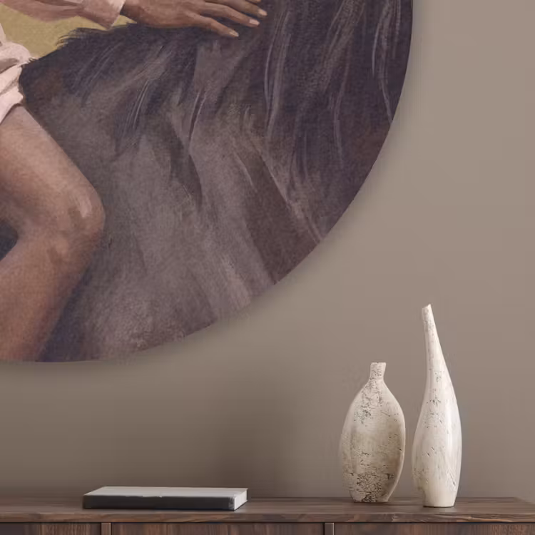 Paard - Klassiek - Oker Akoestische PET Vilt - Rond klein -sfeer5_closeup