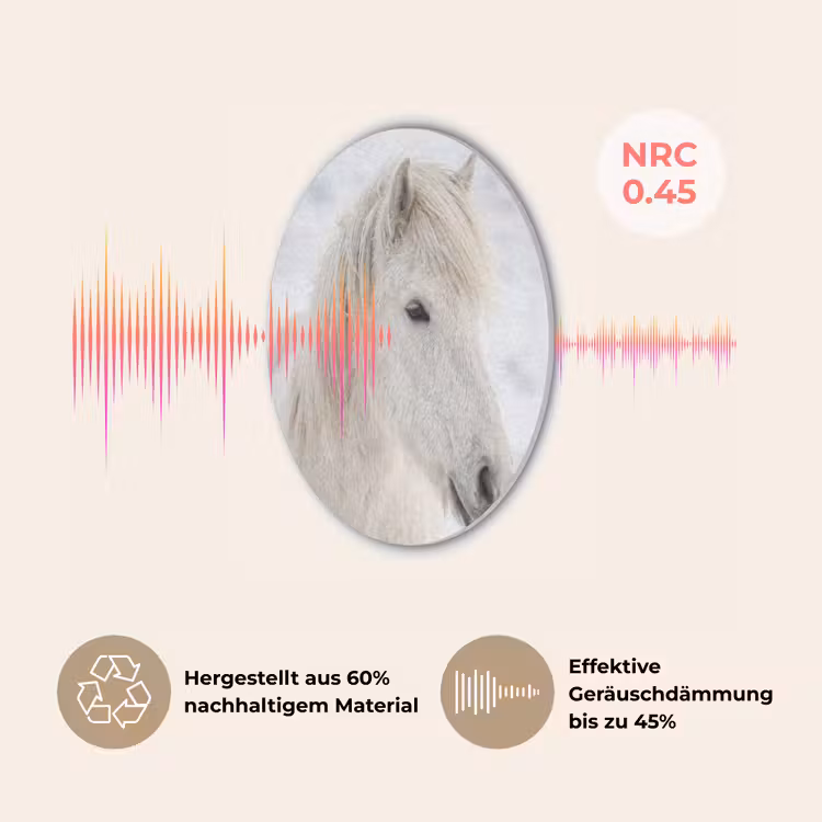 Paard - Kop - Winter - Dieren - Wit Akoestische PET Vilt - Rond klein -USP_DE