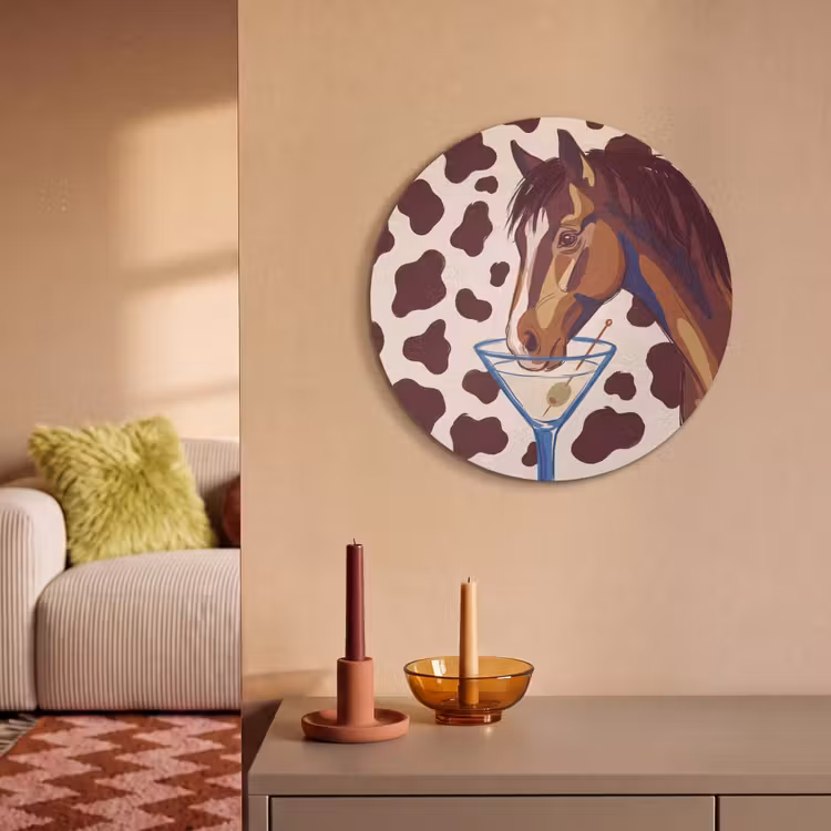Paard - Martini - Dieren - Abstract - Bruin Akoestische PET Vilt - Rond klein -sfeer1