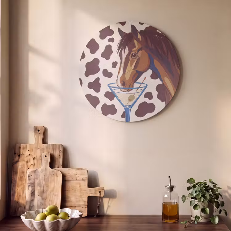 Paard - Martini - Dieren - Abstract - Bruin Akoestische PET Vilt - Rond klein -sfeer2