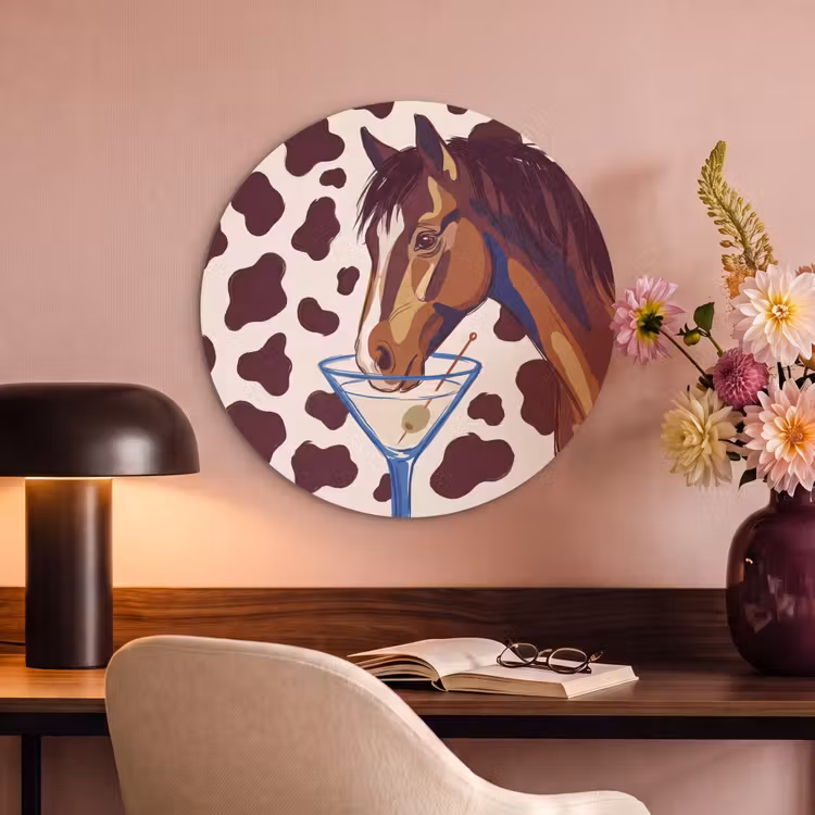 Paard - Martini - Dieren - Abstract - Bruin Akoestische PET Vilt - Rond klein -sfeer3