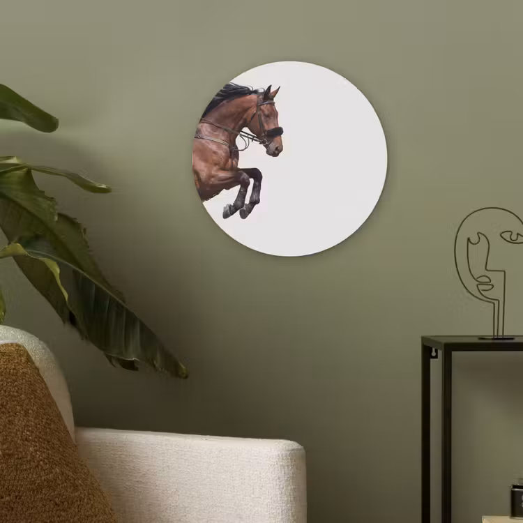 Paard - Springen - Modern Akoestische PET Vilt - Rond klein -sfeer2