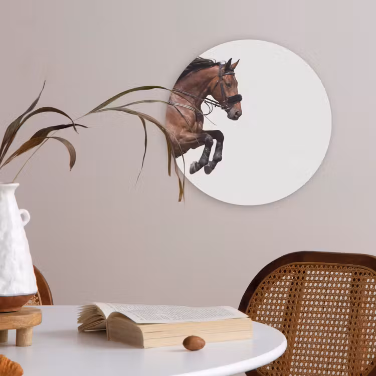 Paard - Springen - Modern Akoestische PET Vilt - Rond klein -sfeer3