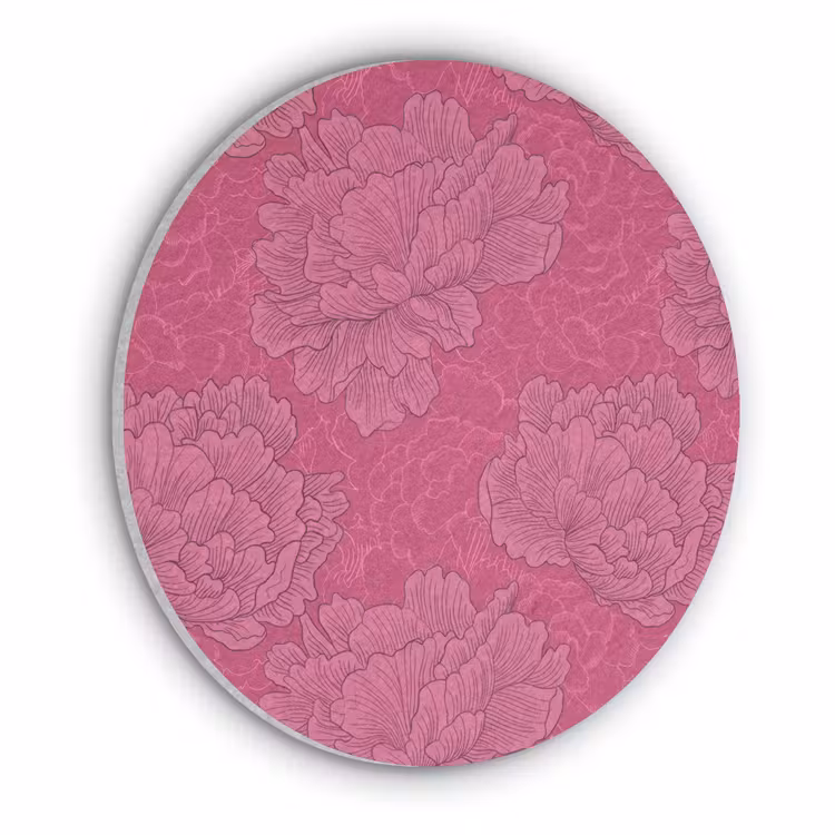 Pioenrozen - Energiek - Roze Akoestische PET Vilt - Rond klein 838 -3d