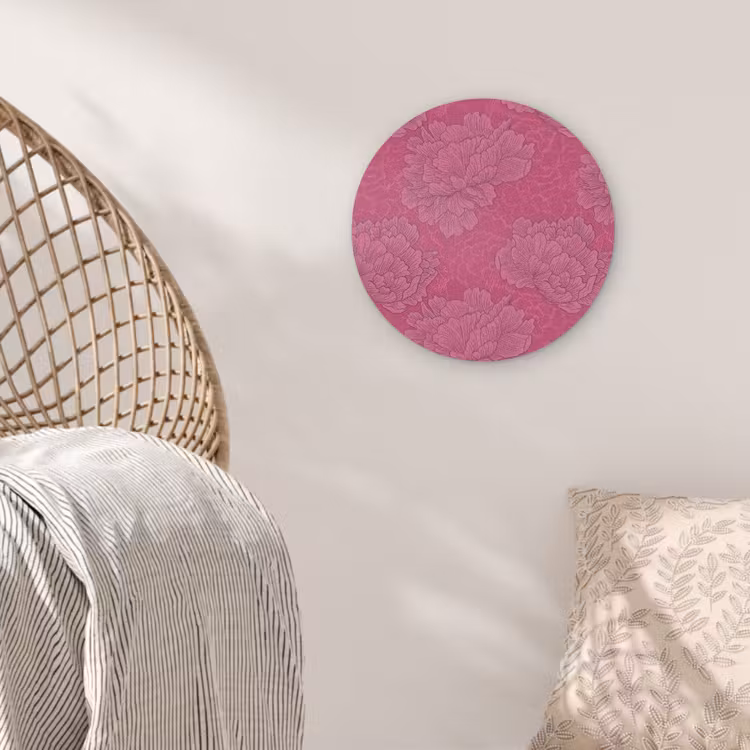 Pioenrozen - Energiek - Roze Akoestische PET Vilt - Rond klein 838 -sfeer4