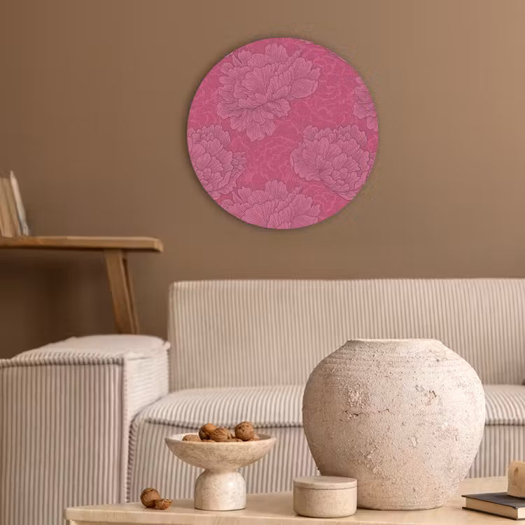 Pioenrozen - Energiek - Roze Akoestische PET Vilt - Rond klein 838 -sfeer1