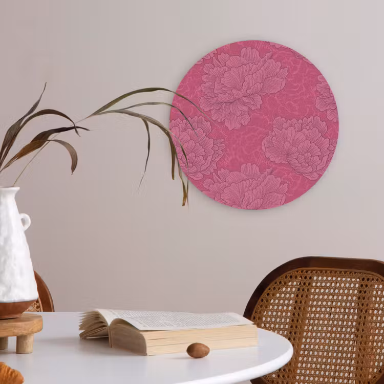 Pioenrozen - Energiek - Roze Akoestische PET Vilt - Rond klein 838 -sfeer3