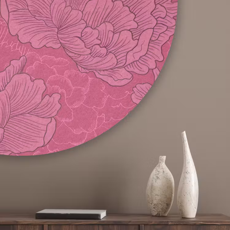 Pioenrozen - Energiek - Roze Akoestische PET Vilt - Rond klein 838 -sfeer5_closeup