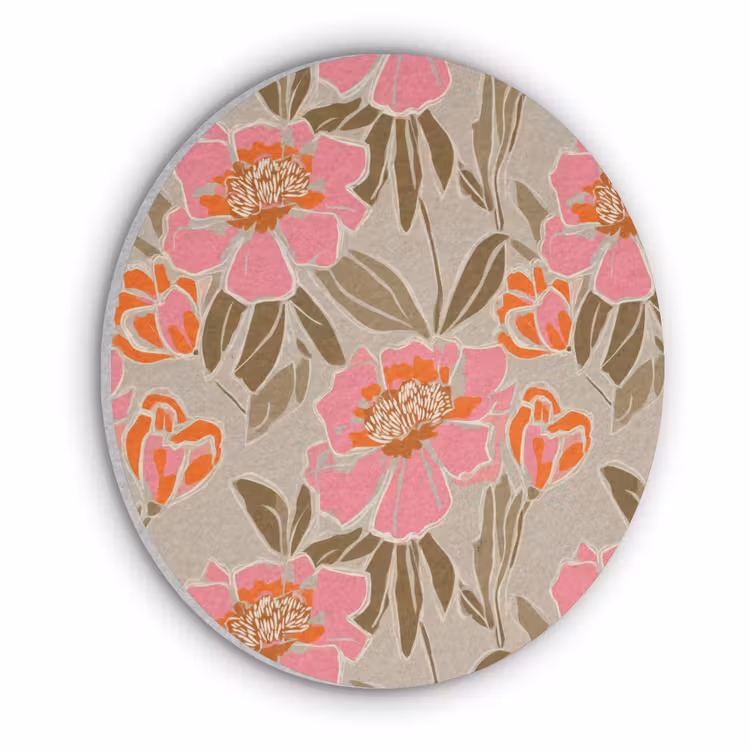 Pioenrozen - Patroon - Roze Akoestische PET Vilt - Rond klein 838 -3d