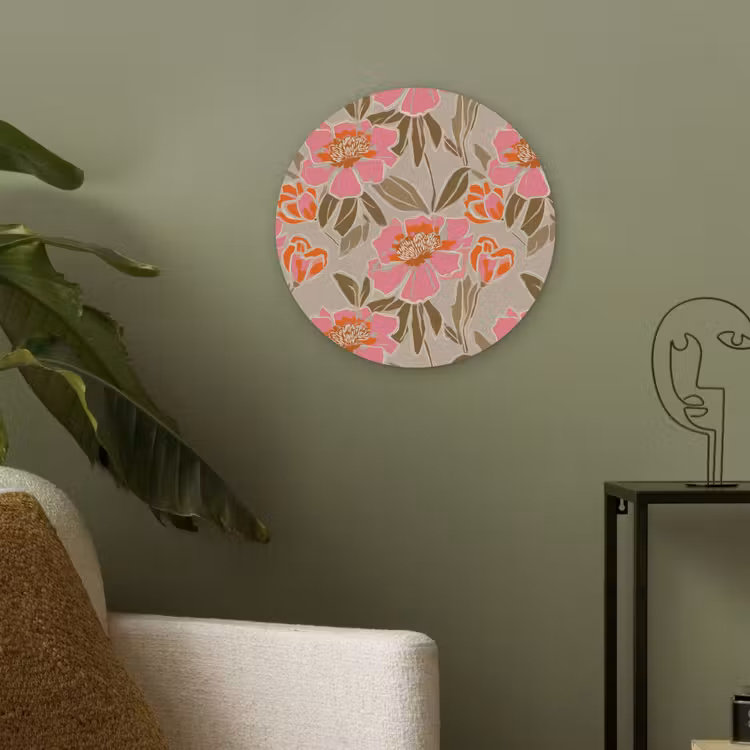 Pioenrozen - Patroon - Roze Akoestische PET Vilt - Rond klein 838 -sfeer2
