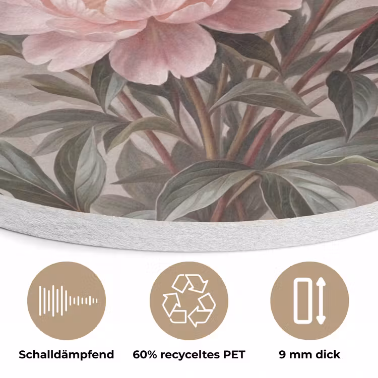 Pioenrozen - Boeket - Roze Akoestische PET Vilt - Rond klein -closeup_DE