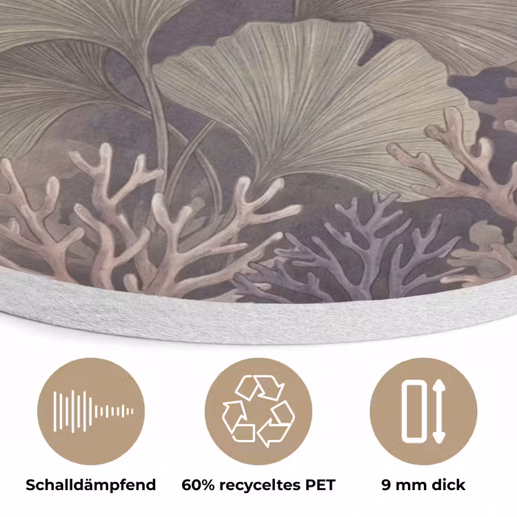 Plant - Bladeren - Zee - Illustratie - Groen Akoestische PET Vilt - Rond klein -closeup_DE