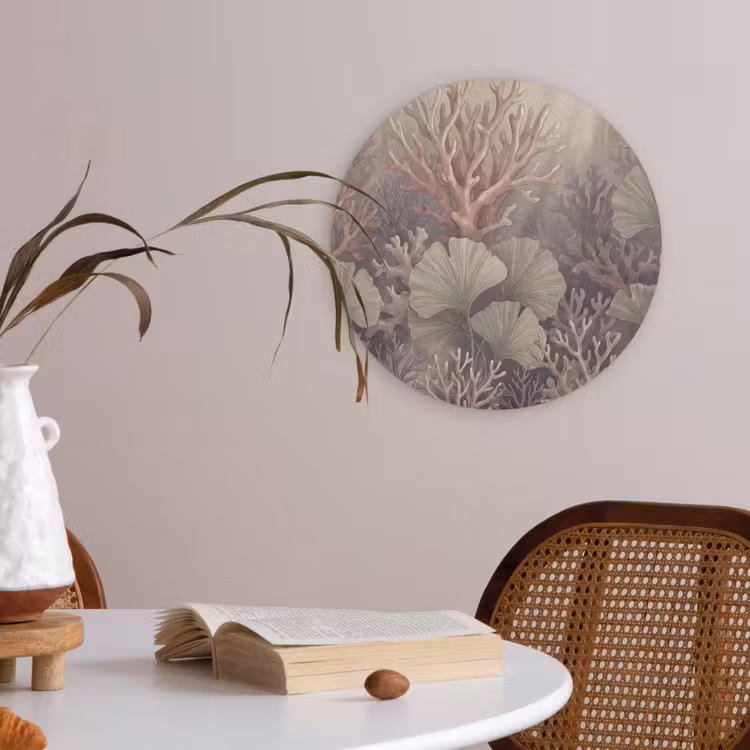 Plant - Bladeren - Zee - Illustratie - Groen Akoestische PET Vilt - Rond klein -sfeer3