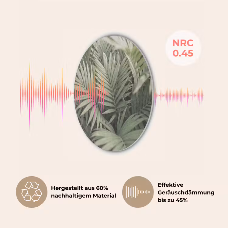 Plant - Palmbladeren - Natuur - Groen Akoestische PET Vilt - Rond klein -USP_DE
