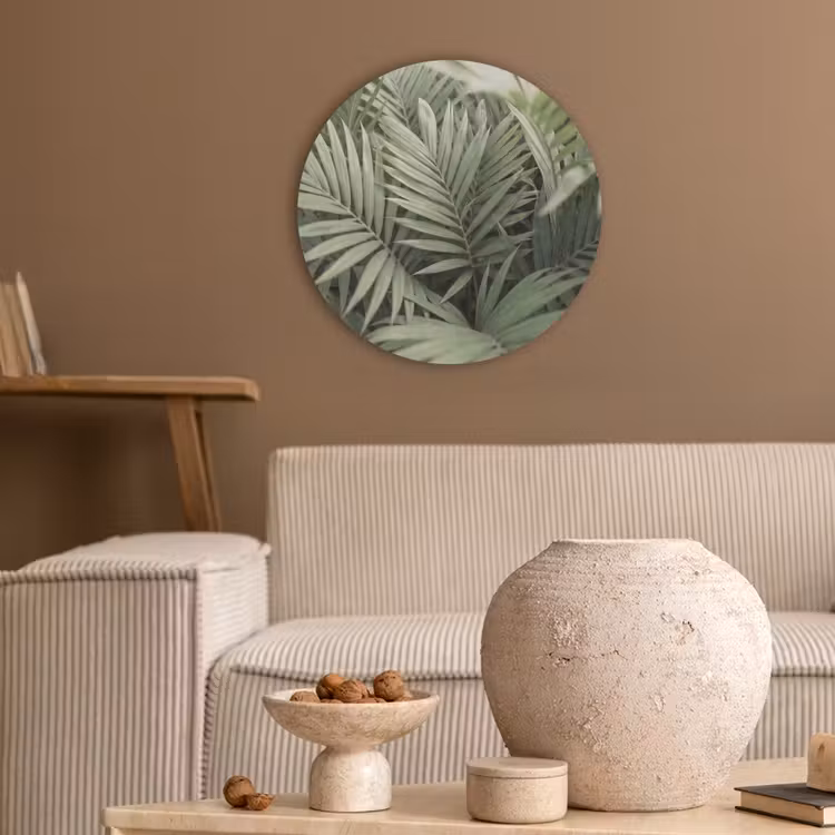 Plant - Palmbladeren - Natuur - Groen Akoestische PET Vilt - Rond klein -sfeer1
